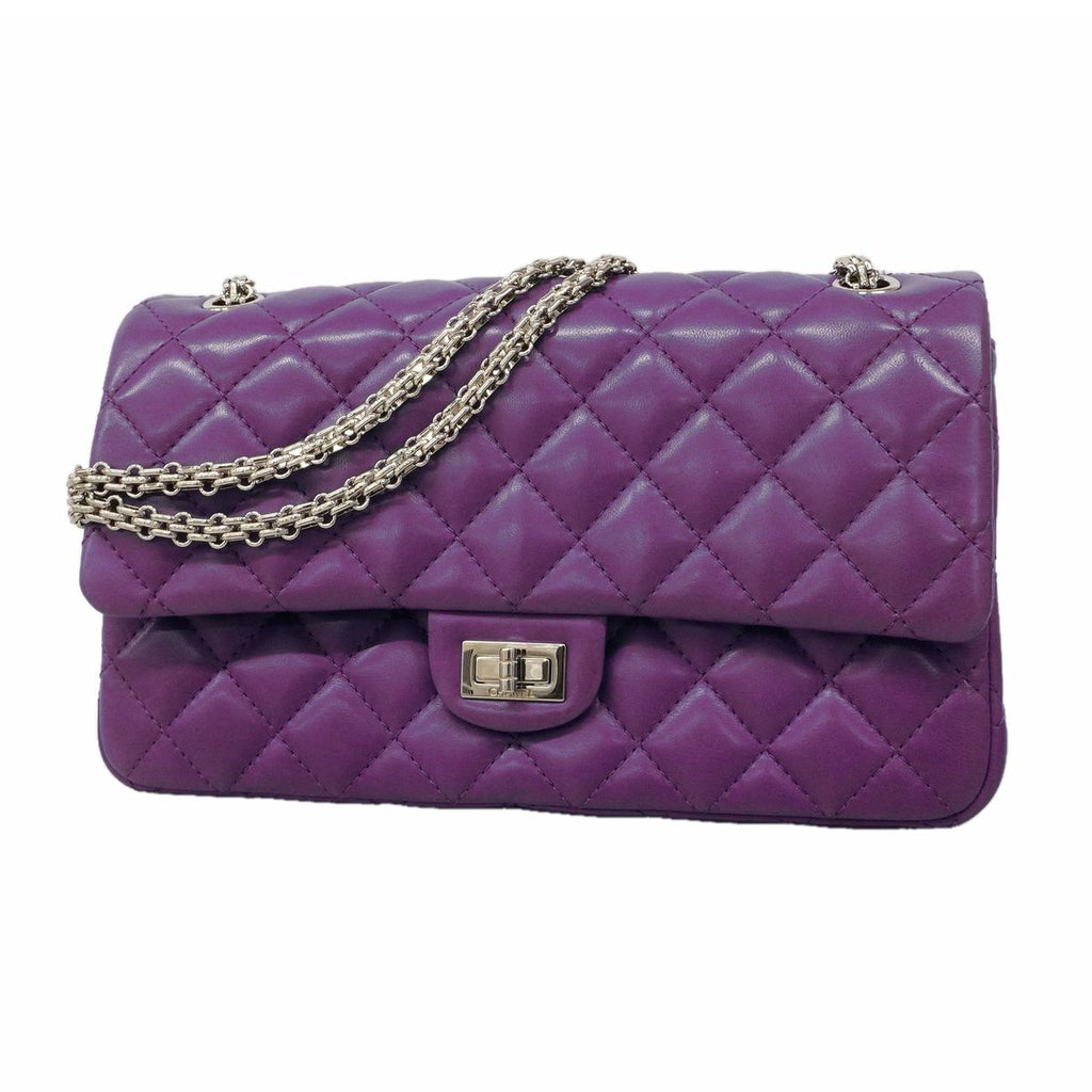 Chanel Shoulder Bag 2.55 Lambskin Purple Silver
