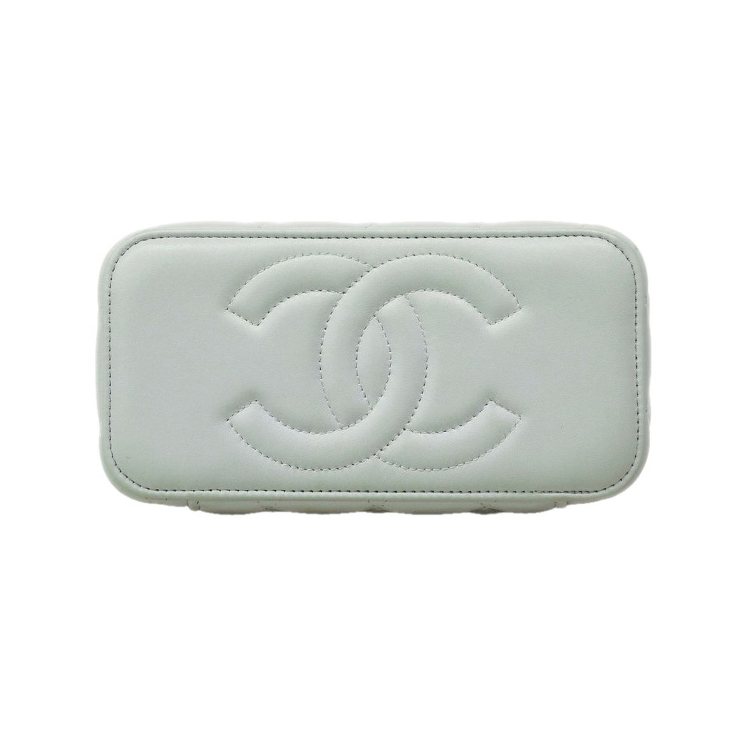 Chanel Vanity Bag Quilted Lambskin Sky Blue Champagne Gold 2-Way Bag — view 3