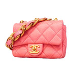 Chanel Shoulder Bag Quilted Lambskin Pink Gold