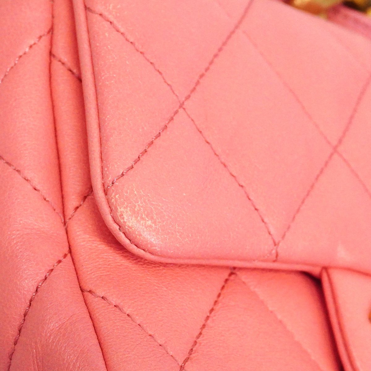 Chanel Shoulder Bag Quilted Lambskin Pink Gold — view 7