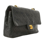 Chanel Shoulder Bag Quilted Lambskin Black Gold — view 2
