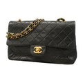 Chanel Shoulder Bag Quilted Lambskin Black Gold