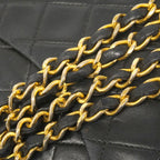 Chanel Shoulder Bag Quilted Lambskin Black Gold — view 8