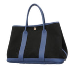 Hermes Tote Bag Garden Party TPM Toile Chevron Negonda Black Blue Brighton