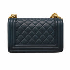 Chanel Shoulder Bag Boy Lambskin Navy Gold — view 8