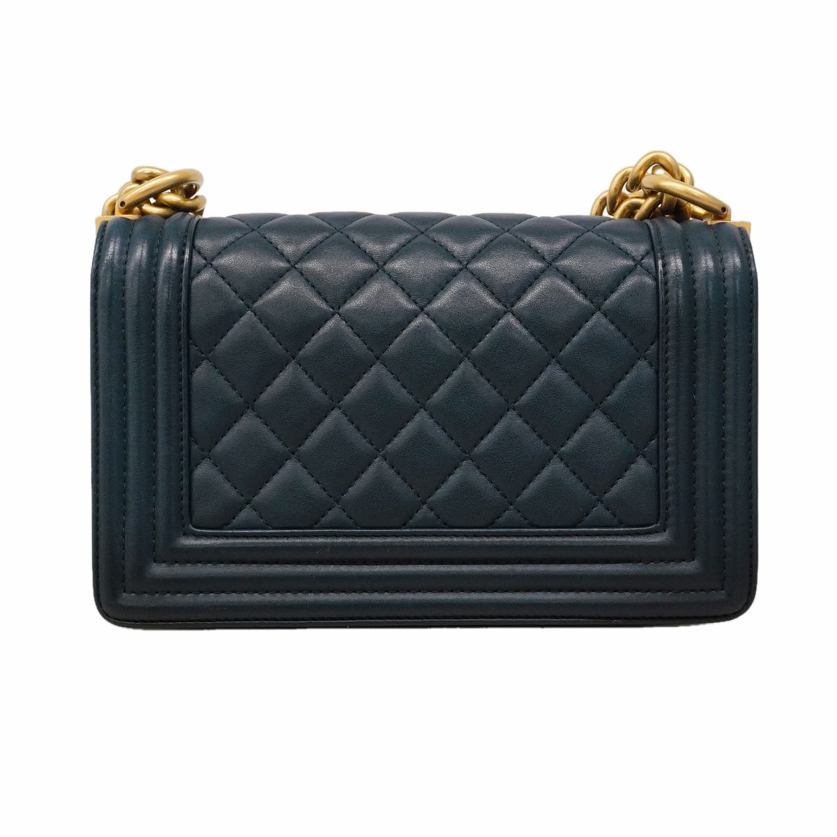 Chanel Shoulder Bag Boy Lambskin Navy Gold — view 8