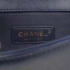 Chanel Shoulder Bag Boy Lambskin Navy Gold — view 5