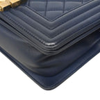Chanel Shoulder Bag Boy Lambskin Navy Gold — view 6