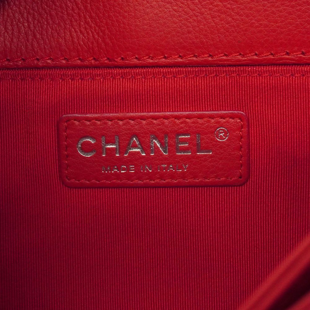 Chanel Shoulder Bag Boy Leather Red Silver — view 5