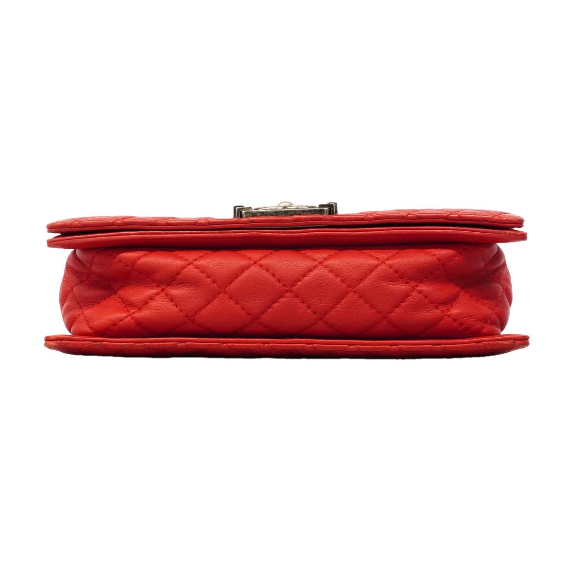Chanel Shoulder Bag Boy Leather Red Silver — view 3