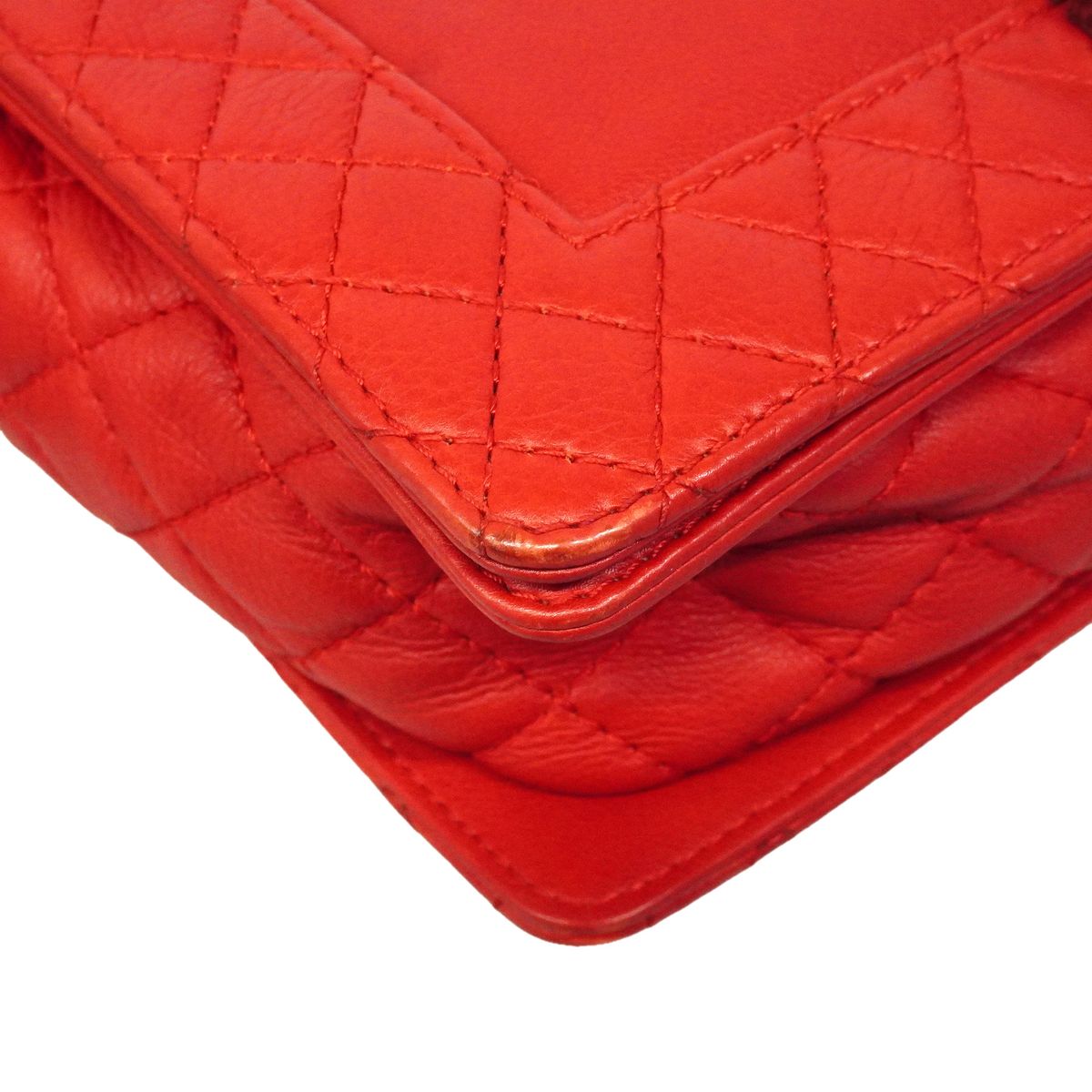Chanel Shoulder Bag Boy Leather Red Silver — view 6