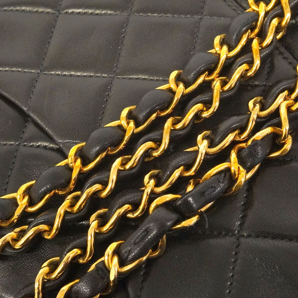 Chanel Shoulder Bag Quilted Lambskin Black Gold — view 8