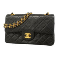 Chanel Shoulder Bag Quilted Lambskin Black Gold