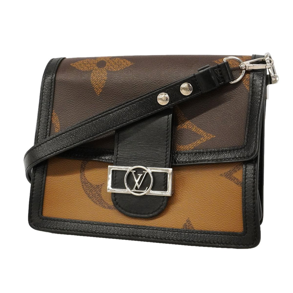 Louis Vuitton Shoulder Bag Monogram Giant Reverse Dauphine MM Brown Black