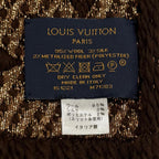 Louis Vuitton Logomania Scarf Shine Wool Silk Blend Brown Fringe — view 6