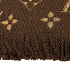 Louis Vuitton Logomania Scarf Shine Wool Silk Blend Brown Fringe — view 5