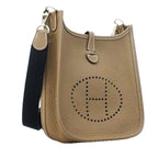 Hermes Shoulder Bag Evelyne TPM Taurillon Clemence Etoupe Silver — view 2