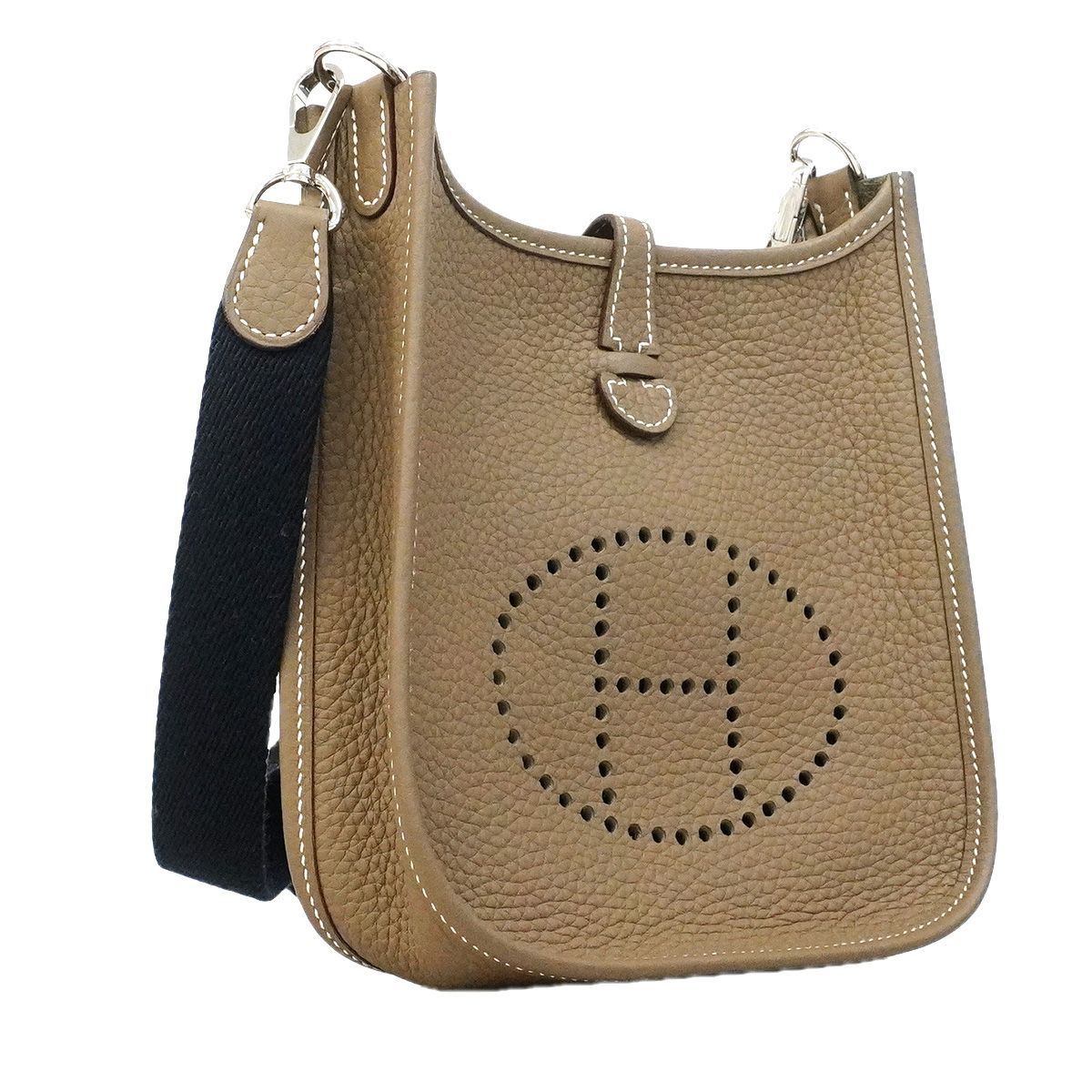 Hermes Shoulder Bag Evelyne TPM Taurillon Clemence Etoupe Silver — view 2