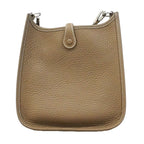 Hermes Shoulder Bag Evelyne TPM Taurillon Clemence Etoupe Silver — view 8