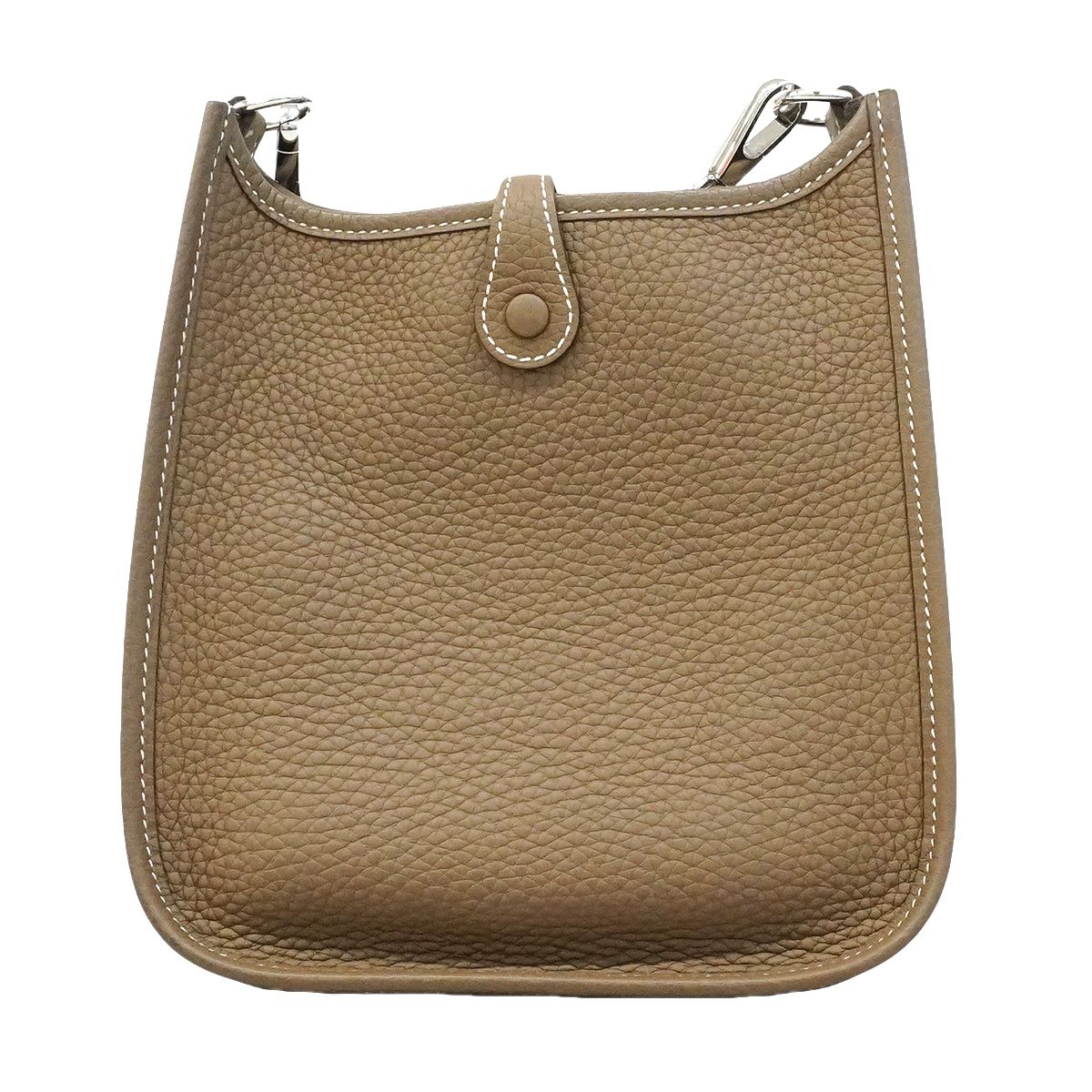 Hermes Shoulder Bag Evelyne TPM Taurillon Clemence Etoupe Silver — view 8