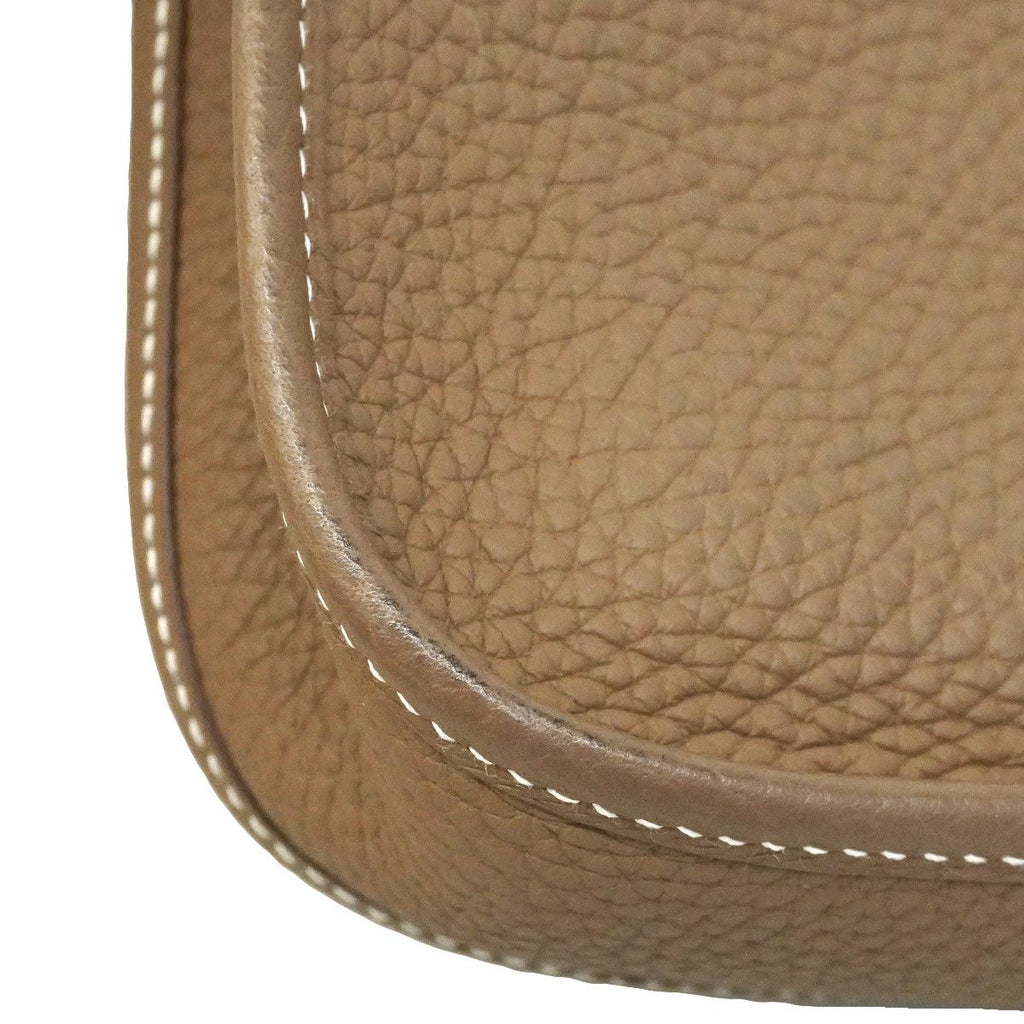 Hermes Shoulder Bag Evelyne TPM Taurillon Clemence Etoupe Silver — view 6
