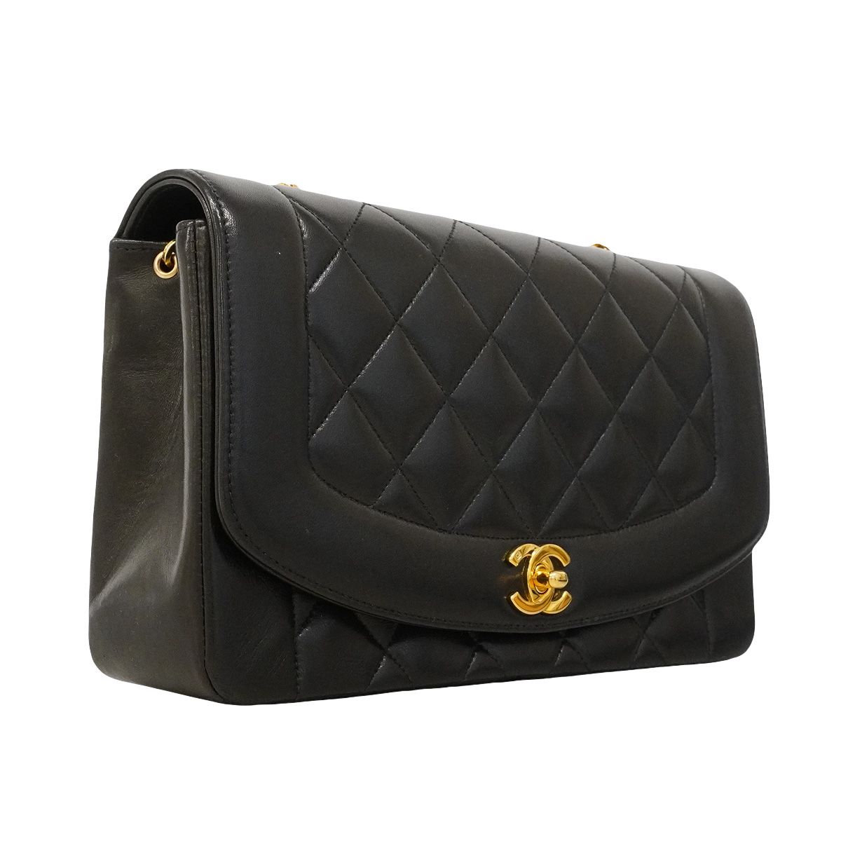 Chanel Shoulder Bag Diana Lambskin Black Gold — view 2