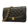Chanel Shoulder Bag Diana Lambskin Black Gold