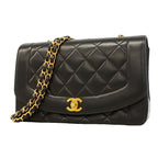 Chanel Shoulder Bag Diana Lambskin Black Gold
