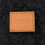 Loewe Mohair Wool Logo Leather Patch Fringe Scarf Dark Navy — view 5