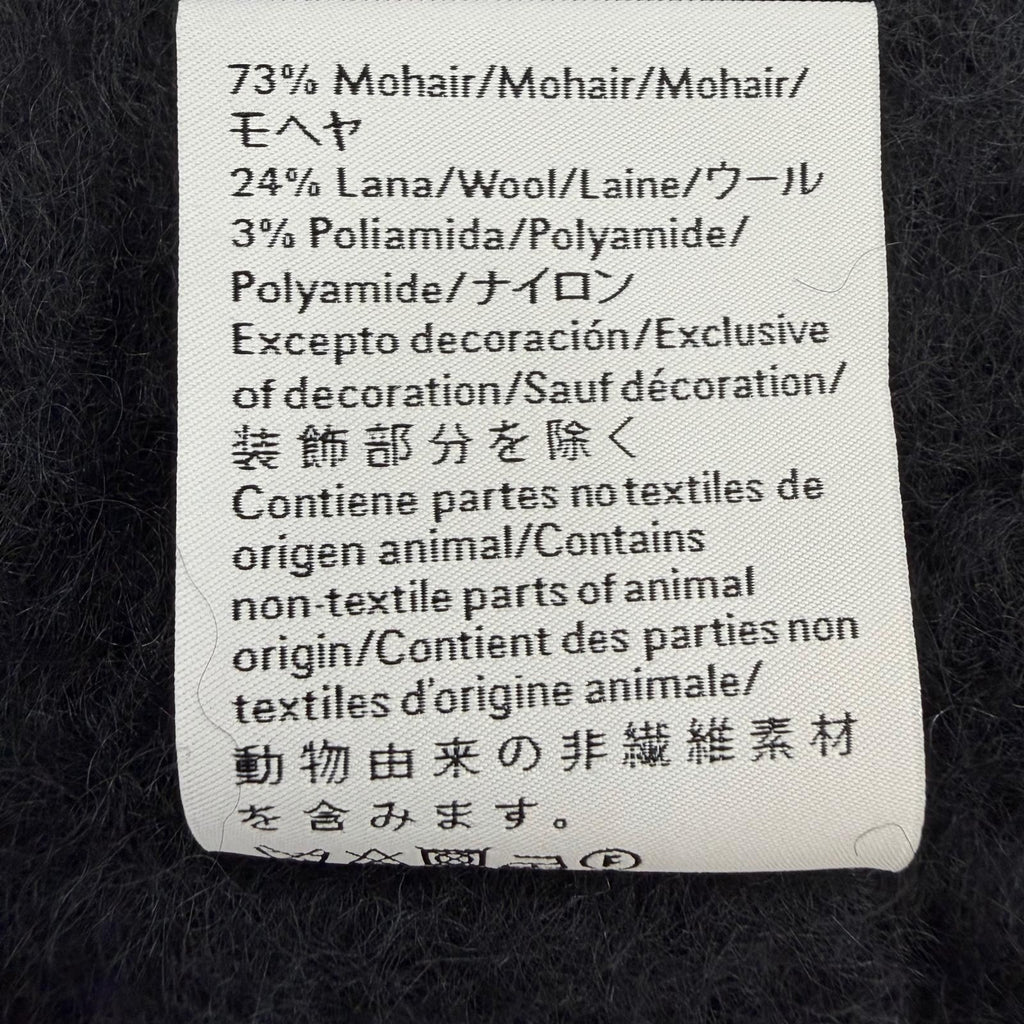 Loewe Mohair Wool Logo Leather Patch Fringe Scarf Dark Navy — view 8