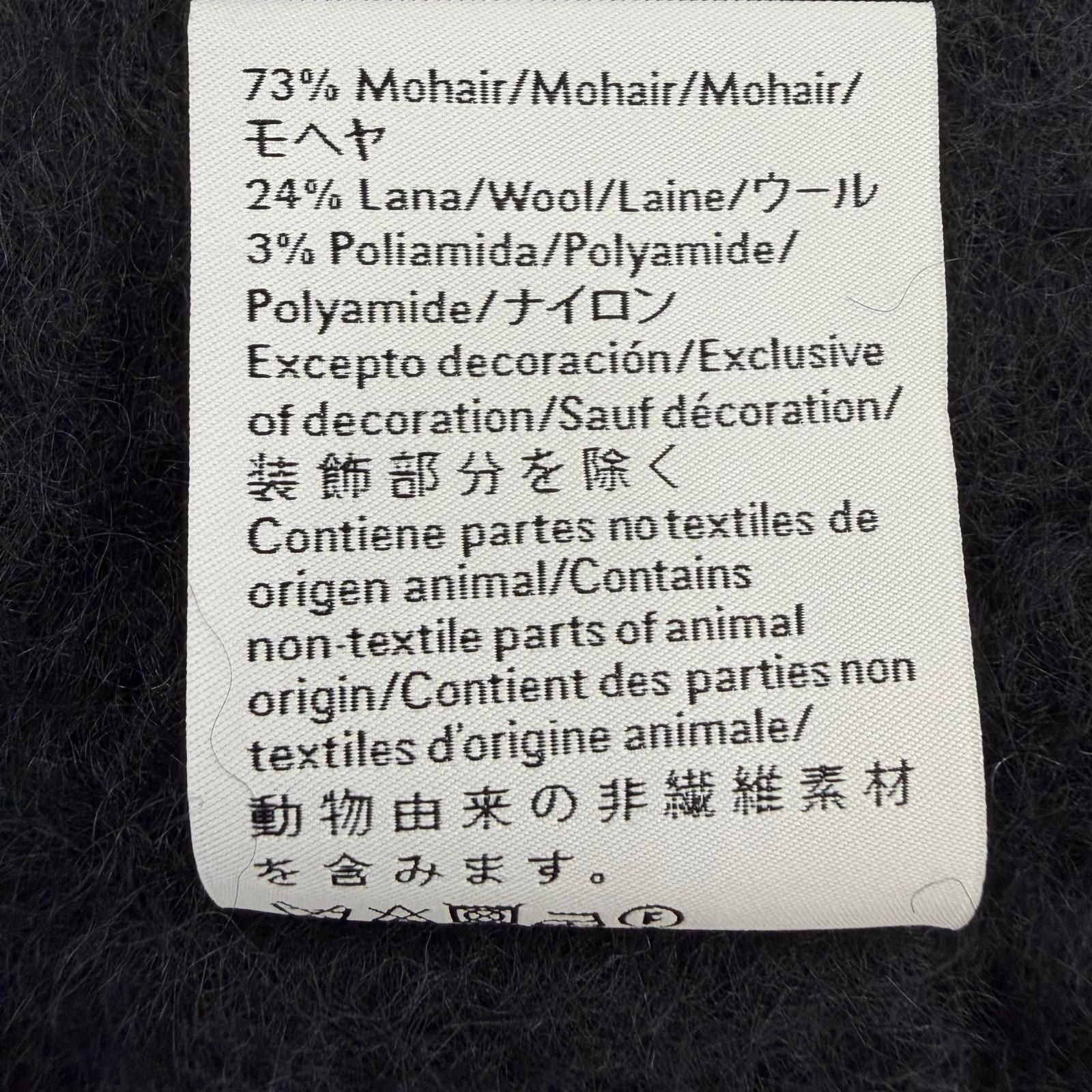 Loewe Mohair Wool Logo Leather Patch Fringe Scarf Dark Navy — view 8