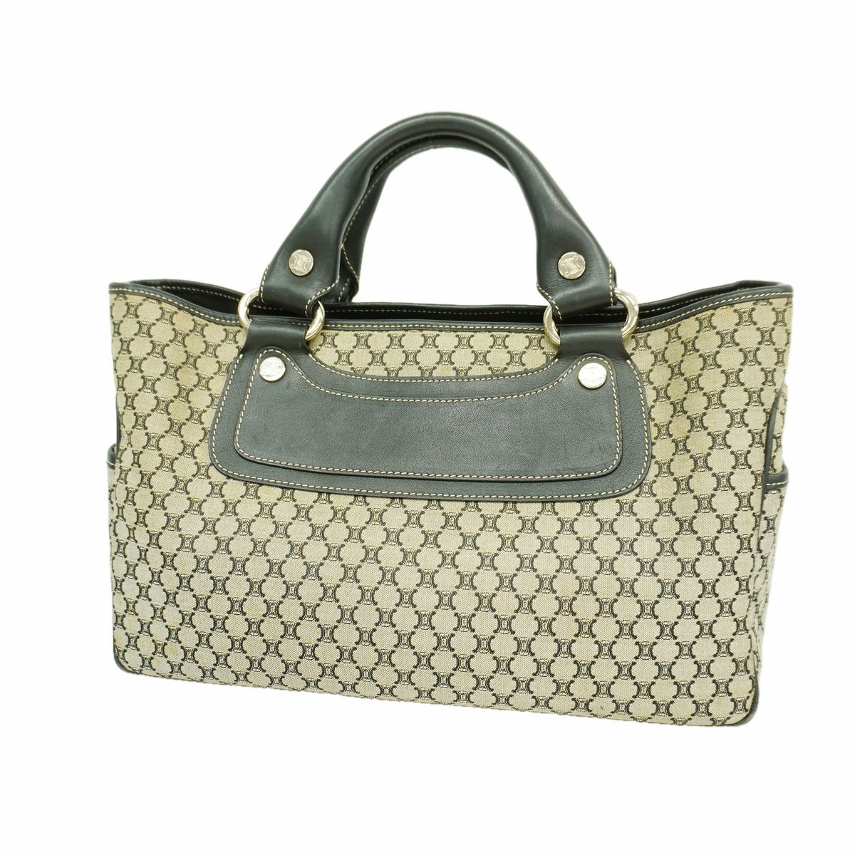 Celine Handbag Boogie Bag Canvas Black Gray Silver
