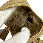 Prada Triangle Logo Mini Pouch Beige with Wristlet — view 7