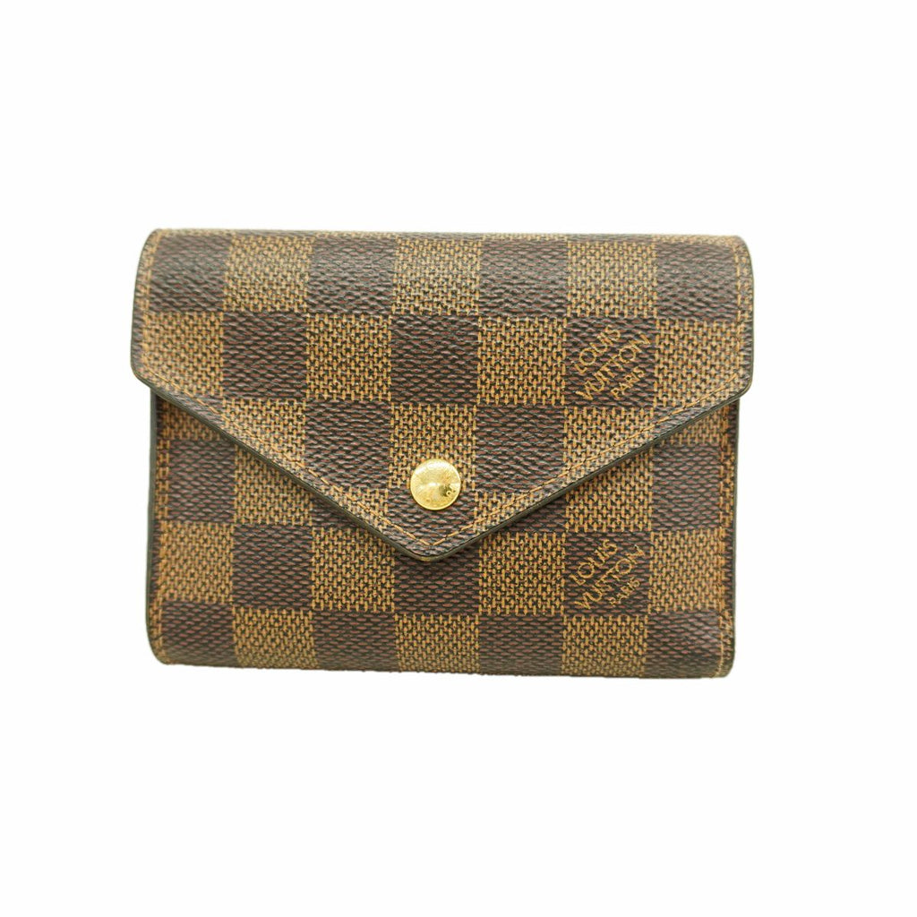 Louis Vuitton Trifold Wallet Damier Portefeuille Victorine Ebene Rose Ballerine