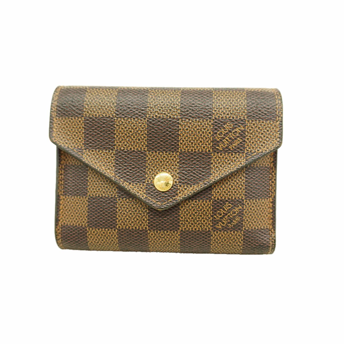 Louis Vuitton Trifold Wallet Damier Portefeuille Victorine Ebene Rose Ballerine