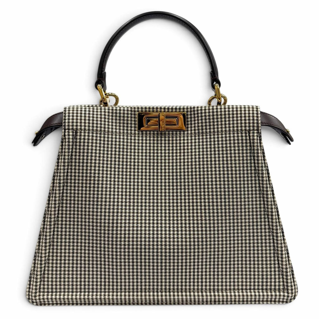 Fendi Peekaboo ISeeU Medium Canvas Houndstooth Lining Zucca Pattern Leather — view 4