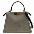 Fendi Peekaboo ISeeU Medium Canvas Houndstooth Lining Zucca Pattern Leather