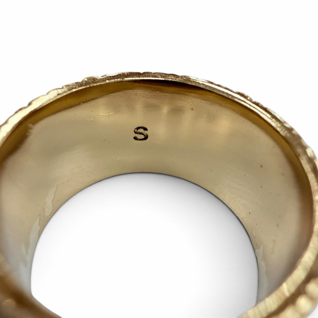 Dior Metal Star Logo Ring Gold Navy White S — view 8