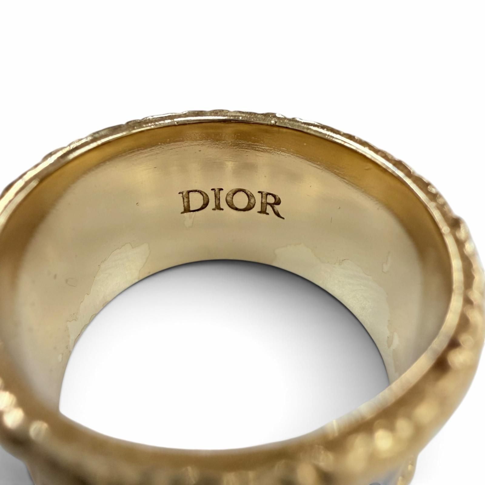 Dior Metal Star Logo Ring Gold Navy White S — view 7