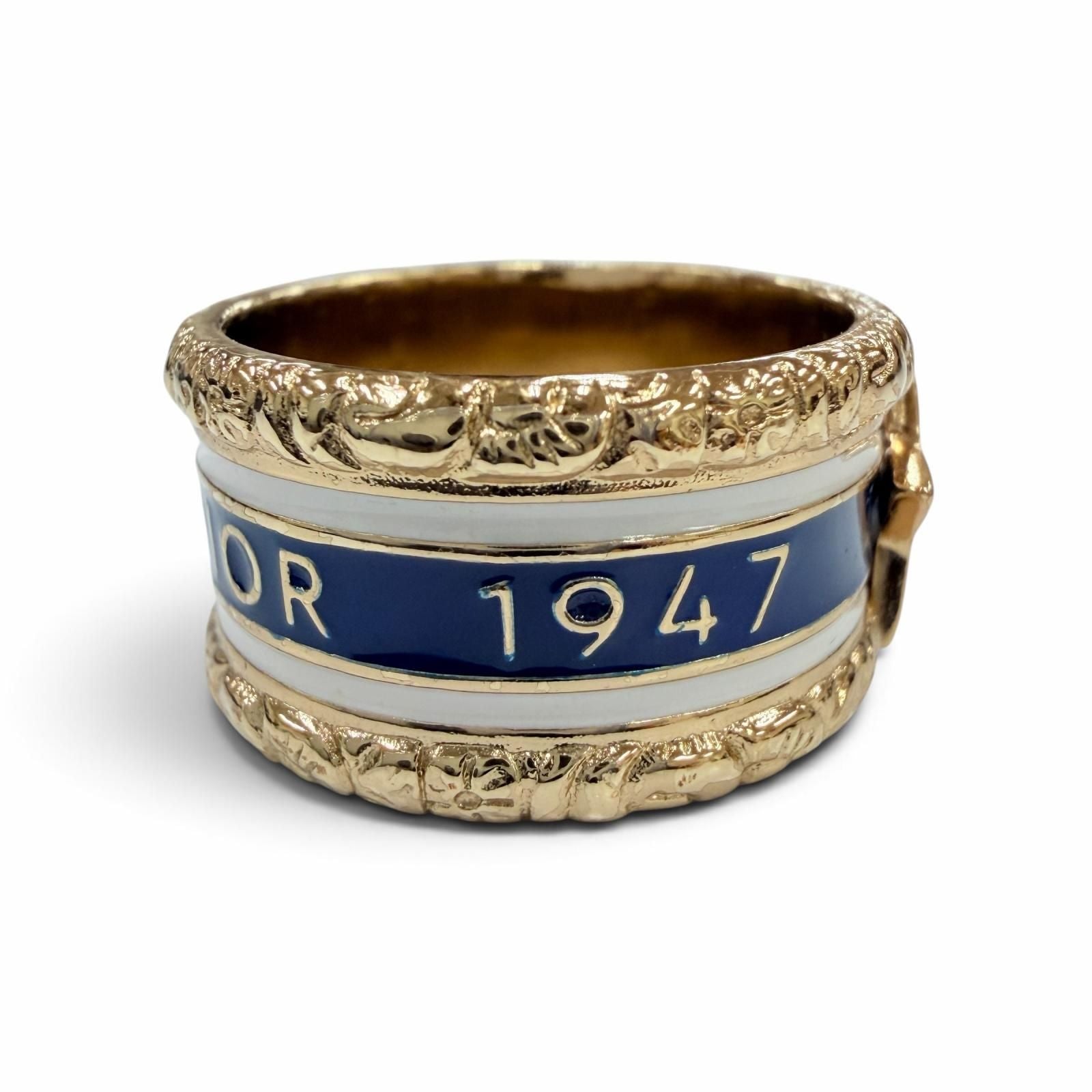 Dior Metal Star Logo Ring Gold Navy White S — view 6