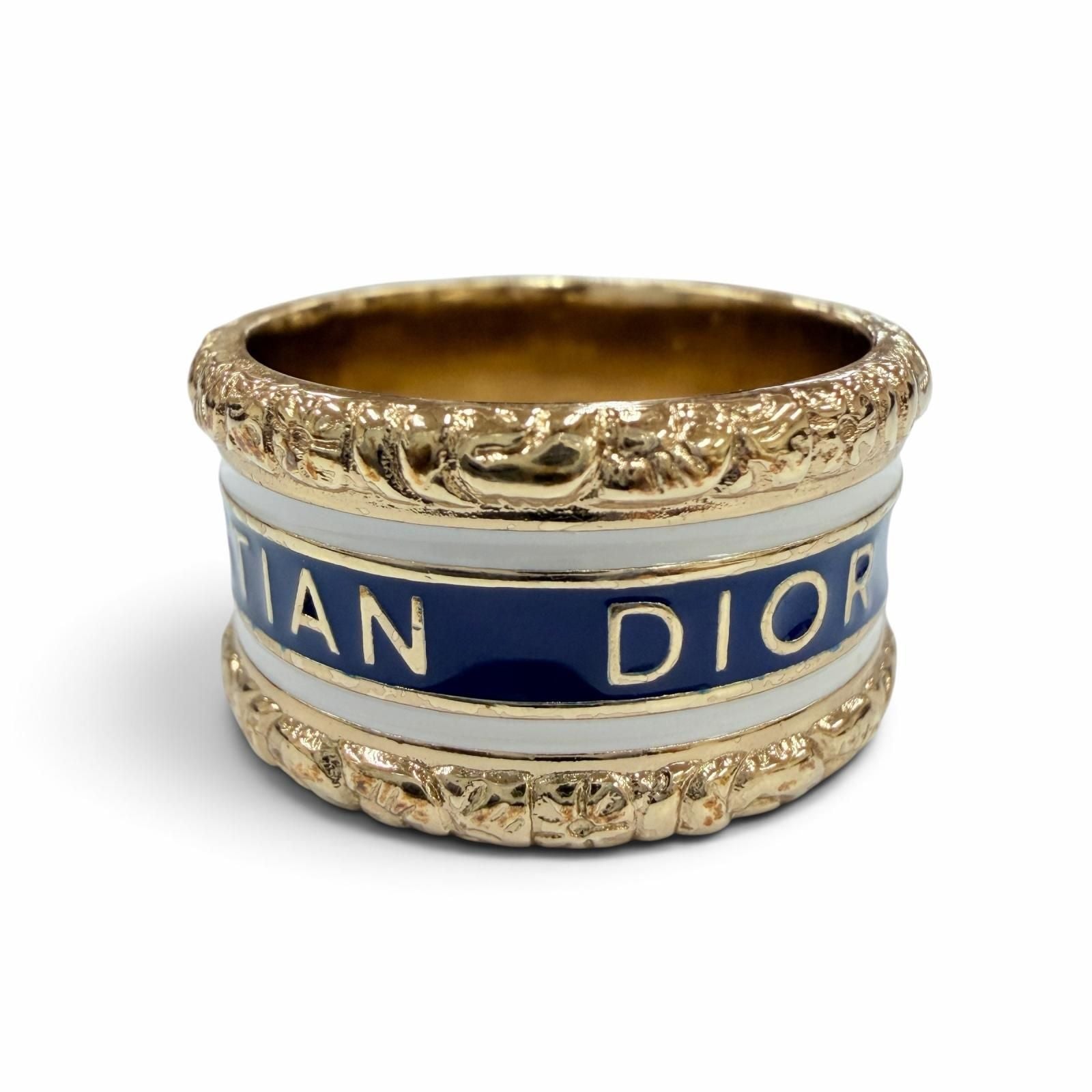 Dior Metal Star Logo Ring Gold Navy White S — view 5