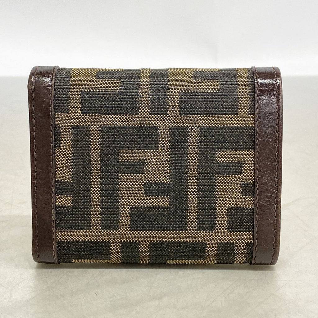 Fendi Trifold Wallet Zucca Nylon Canvas Brown Silver — view 7