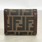 Fendi Trifold Wallet Zucca Nylon Canvas Brown Silver — view 7
