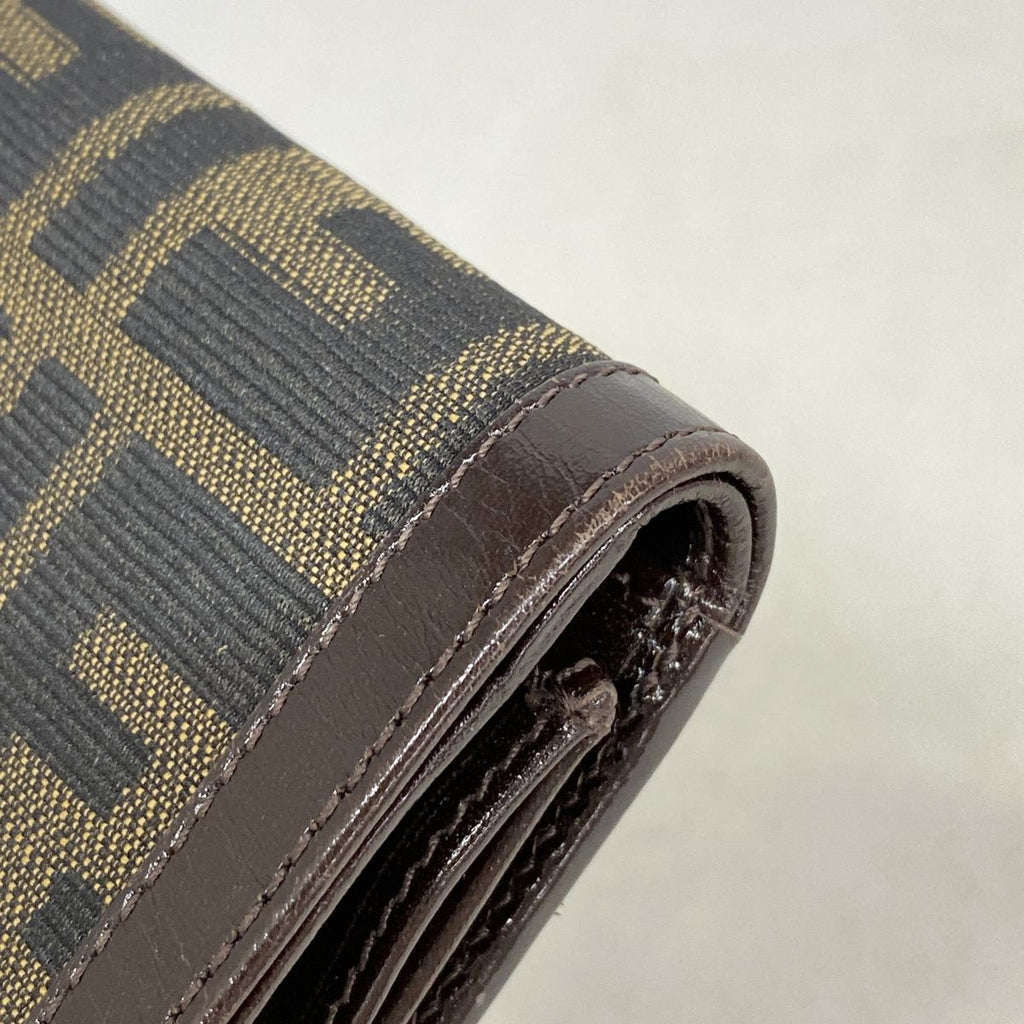 Fendi Trifold Wallet Zucca Nylon Canvas Brown Silver — view 6