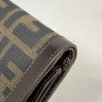 Fendi Trifold Wallet Zucca Nylon Canvas Brown Silver — view 6