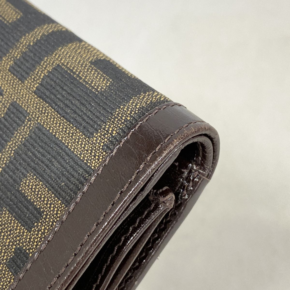 Fendi Trifold Wallet Zucca Nylon Canvas Brown Silver — view 6