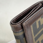 Fendi Trifold Wallet Zucca Nylon Canvas Brown Silver — view 5
