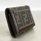 Fendi Trifold Wallet Zucca Nylon Canvas Brown Silver — view 2