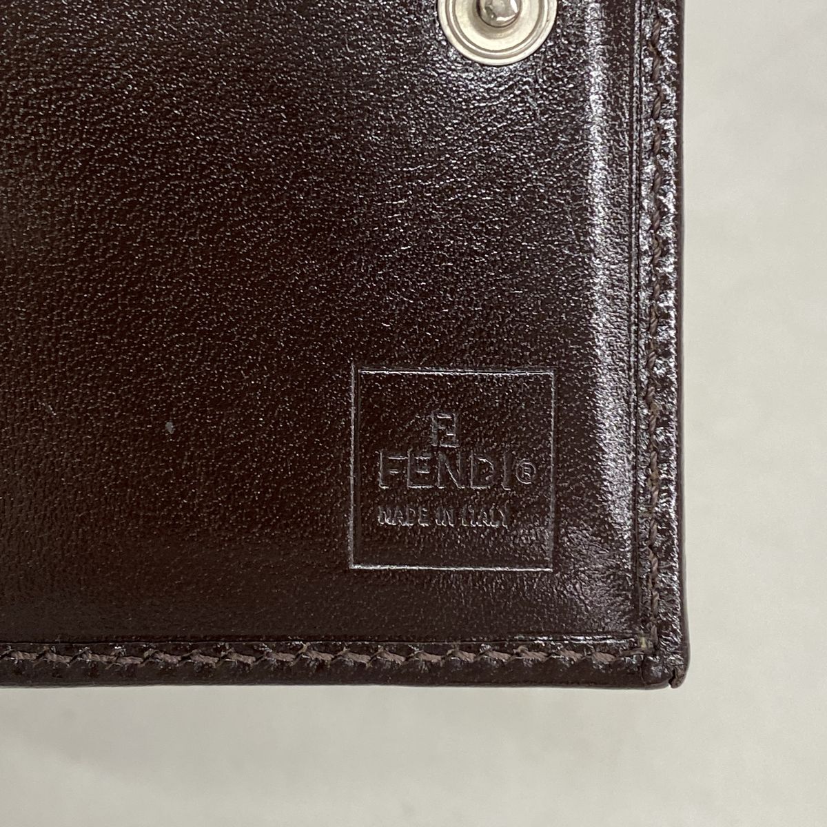 Fendi Trifold Wallet Zucca Nylon Canvas Brown Silver — view 4