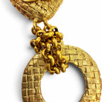 Chanel Vintage 29 Metal CC Logo Chain Hoop Earrings Gold — view 6